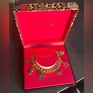 SALE SALE SALE Ed Hardy Gold Charm Bracelet Watch ( missing watch charm ) New